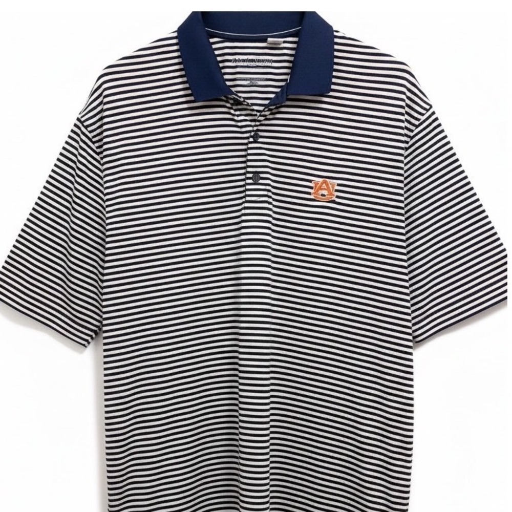 Cutter & Buck Auburn Tigers Mens Polo Shirt Navy Blue Orange Striped XL